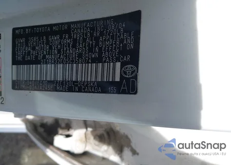 2005 Toyota Corolla S from USA, damaged, VIN 2T1BR32E05C358074